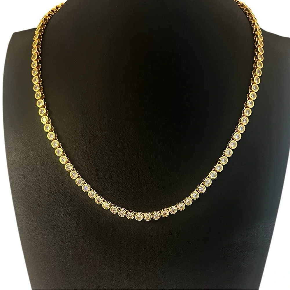 ✨NEW 18k gold plated Round Tennis Necklace – Tarnish Resistant ✨ - Picture 10 of 10